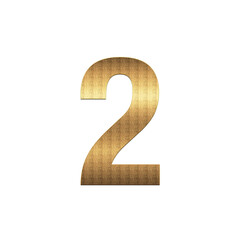 Gold Number 2 &mdash; Luxury Metallic 3D Text Effect PNG Isolated