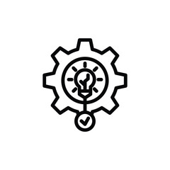 Gear with a lightbulb and a checkmark inside. Suitable for presentations, business concept design, innovation themes, and technologyrelated projects.