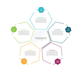 Business infographic template. 5 Step timeline journey. Process diagram, Infographic elements vector illustration.	