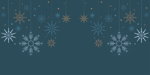 Christmas holiday pattern with white icons on blue background, including gifts and snowflakes vector