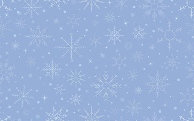 Christmas holiday pattern with white icons on blue background, including gifts and snowflakes vector