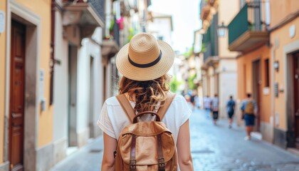 Exploring vibrant streets travel destination lifestyle photography urban environment back view adventure and discovery