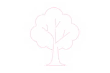 Tree glowing neon outline icon representing nature, environmental conservation, and growth on transparent background