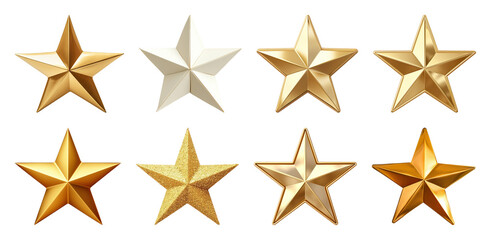 Obraz premium PNG Shiny gold and silver stars, element set on transparent background