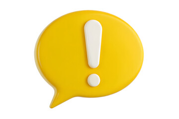Bright yellow speech bubble with a prominent white exclamation mark symbolizing important information or alerts