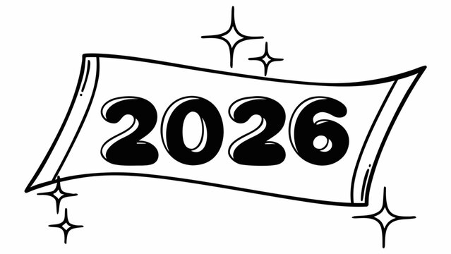 Celebrate new beginnings with a vibrant 2026 graphic featuring playful typography and dazzling sparkles for your festive projects