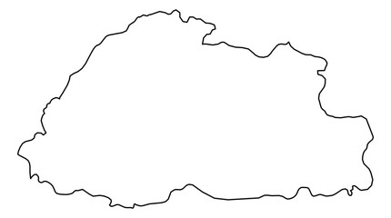 Bhutan Vector Map Outline | Editable Bhutan SVG Line Art | Minimalist Country Map for Design & Education