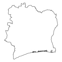 Côte d'Ivoire Vector Map Outline | Editable Côte d'Ivoire SVG Line Art | Minimalist Country Map for Design & Education