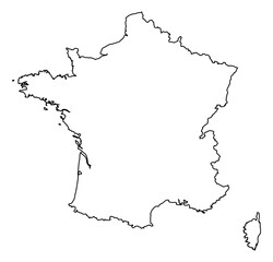 France Vector Map Outline | Editable France SVG Line Art | Minimalist Country Map for Design & Education
