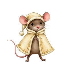 Charming Mouse Dressed in a Cozy Cape and Cap