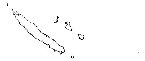 New Caledonia Vector Map Outline | Editable New Caledonia SVG Line Art | Minimalist Country Map for Design & Education