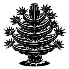 Layered stylized cactus tree vector graphic dynamic silhouette for design and illustration