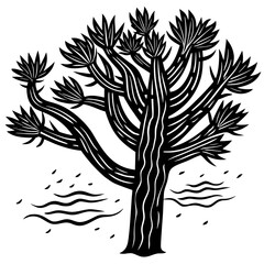 Wind swept cactus tree vector art illustration scalable design isolated element