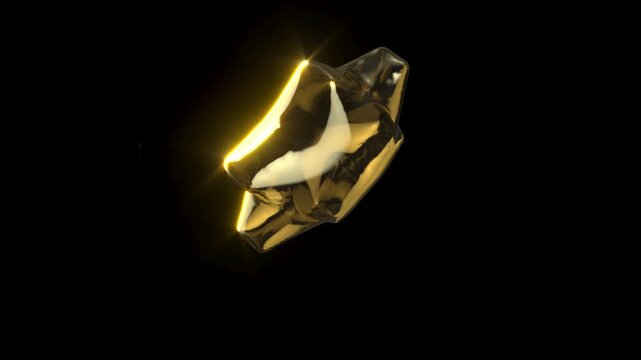 Yellow glass star on black bg rotate endless 4k