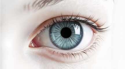 3D render of realistic human eye on white background