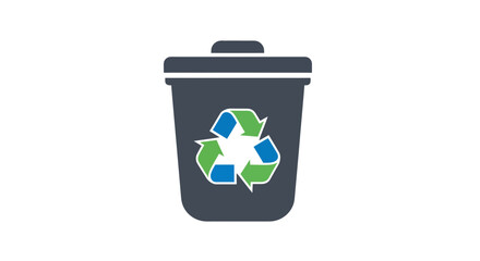 Vector graphic of a waste bin displaying the universal recycling symbol, signifying environmental responsibility, sustainable practices, and ecological preservation efforts