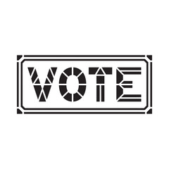 Modern stylized vote text graphic with geometric design