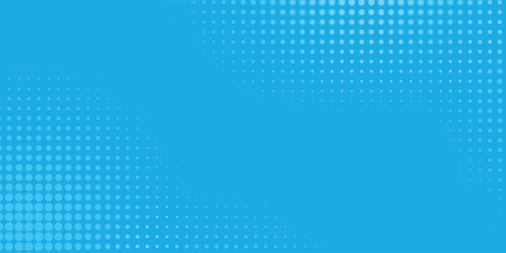 Halftone dots on blue background. Comic pop art style blank layout. Template design for comic book, presentation, sale or web banner.