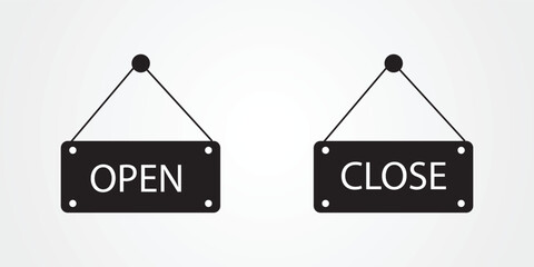 we are closed and Welcome we are open. Eps 10