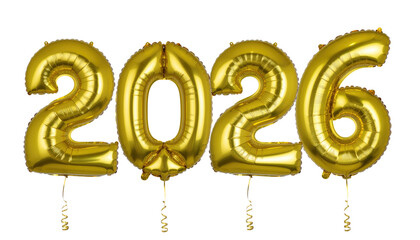 A golden 3D design illustration of the number 2026 as a celebration symbol for the New Year holiday concept