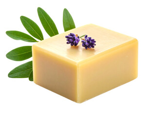 Natural Essential Oil Soap Bar Isolated on White Background