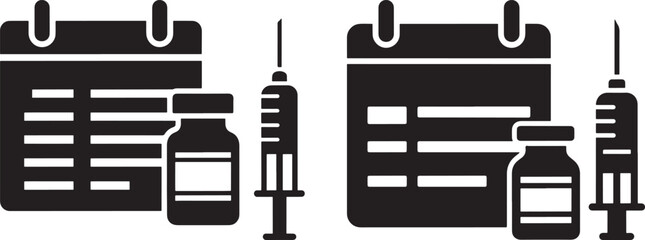 Medical appointment and vaccination schedule silhouette