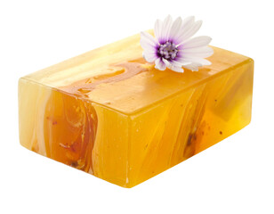 Yellow Essential Oil Soap Bar Isolated on White