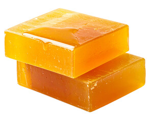 Yellow Honey Soap Bar Isolated on White Background