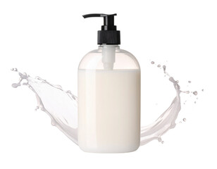 White Plastic Bottle of Liquid Hand Soap with Pump Dispenser Isolated