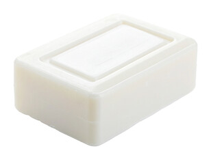 Square Bar of White Milk Soap Isolated on White