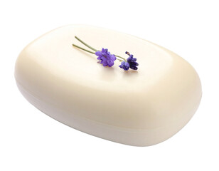 Oval Natural Soap Bar Isolated on White Background