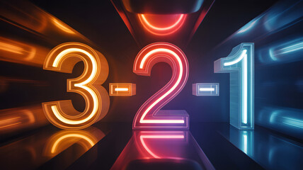 New Year Countdown Neon Number Glowing Countdown Beginning Concept