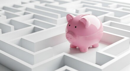 Financial Maze Navigating Savings Challenges with a Piggy Bank