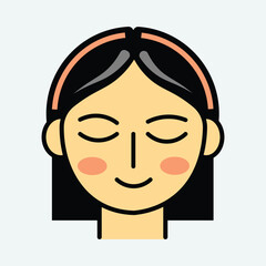 Serene woman's face relaxed expression closed eyes gentle smile soft blush