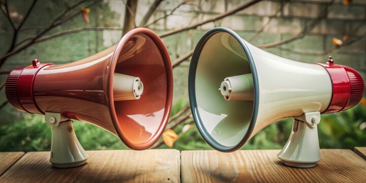 Vintage megaphone communication concept image for announcements and marketing campaigns use