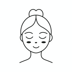 Simple line drawing of a young woman's face showing calmness and serenity
