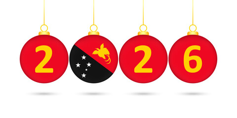 Papua New Guinea Flag Christmas Balls 2026 Decoration.