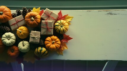 Autumn thanksgiving pumpkins gifts leaves seasonal fall decoration