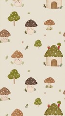 pastel mushroom house wallpaper Professional business meeting in modern office a vintage storybook mushroom wallpaper