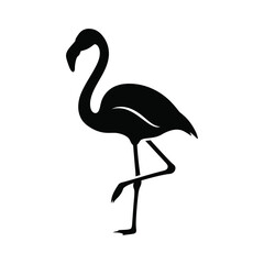 Elegant black silhouette of a flamingo standing on one leg graceful bird design