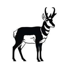 Majestic pronghorn antelope standing profile silhouette wildlife art