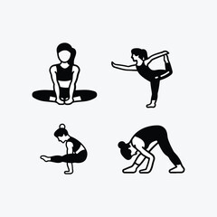 Women yoga icon set 