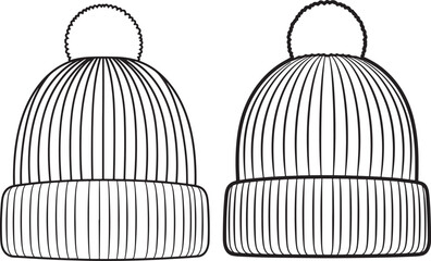 Two knitted winter hats silhouette