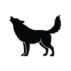 Howling wolf silhouette standing tall against a icon