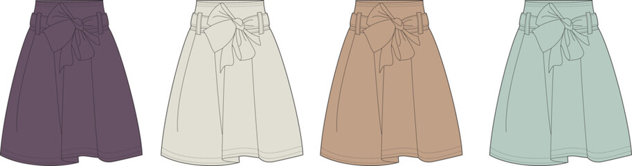 Elegant Skirt Collection Stylish Designs in Various Colors, Perfect for Fashion and Apparel Projects