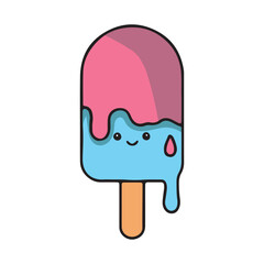 Kawaii Melting Popsicle Character Cartoon Illustration Summer Treat Design
