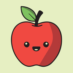 Charming Apple Cartoon Character Illustration Healthy Fruit Food Design