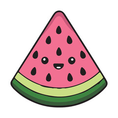 Adorable Watermelon Cartoon Character Slice Illustration Fresh Fruit Design