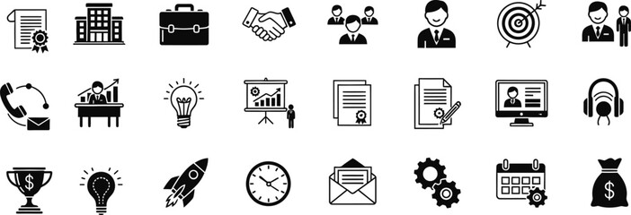 Fototapeta premium Collection of business and finance icons representing success strategy and professionalism