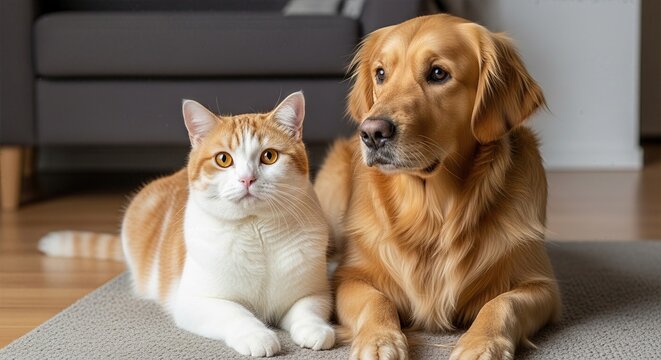 British Golden Shorthair Indoor Retriever Serene Solace Amidst Modern Abode, Perfect for Corporate Websites and Business Presentations.